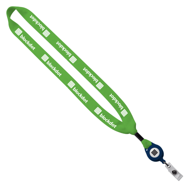 3/4" Cotton Lanyard with Metal Crimp & Retractable Badge Reel 212