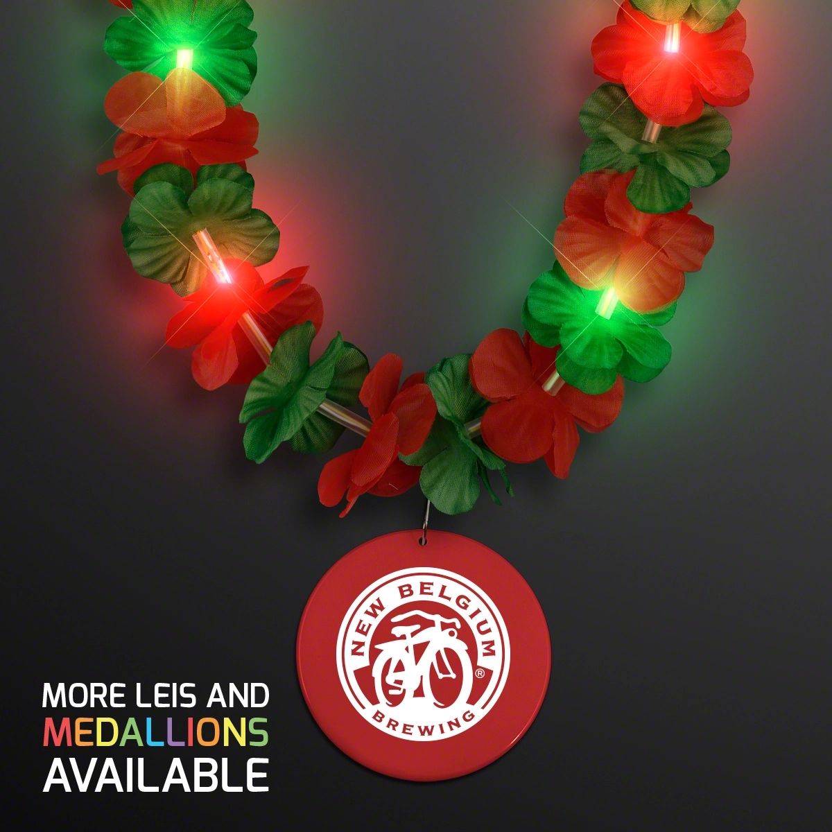 LED Christmas Hawaiian Lei Party Necklace with Medallion 14