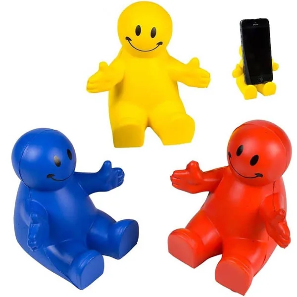 Squeezable Smile Face Stress Relief Ball Phone Holder 1