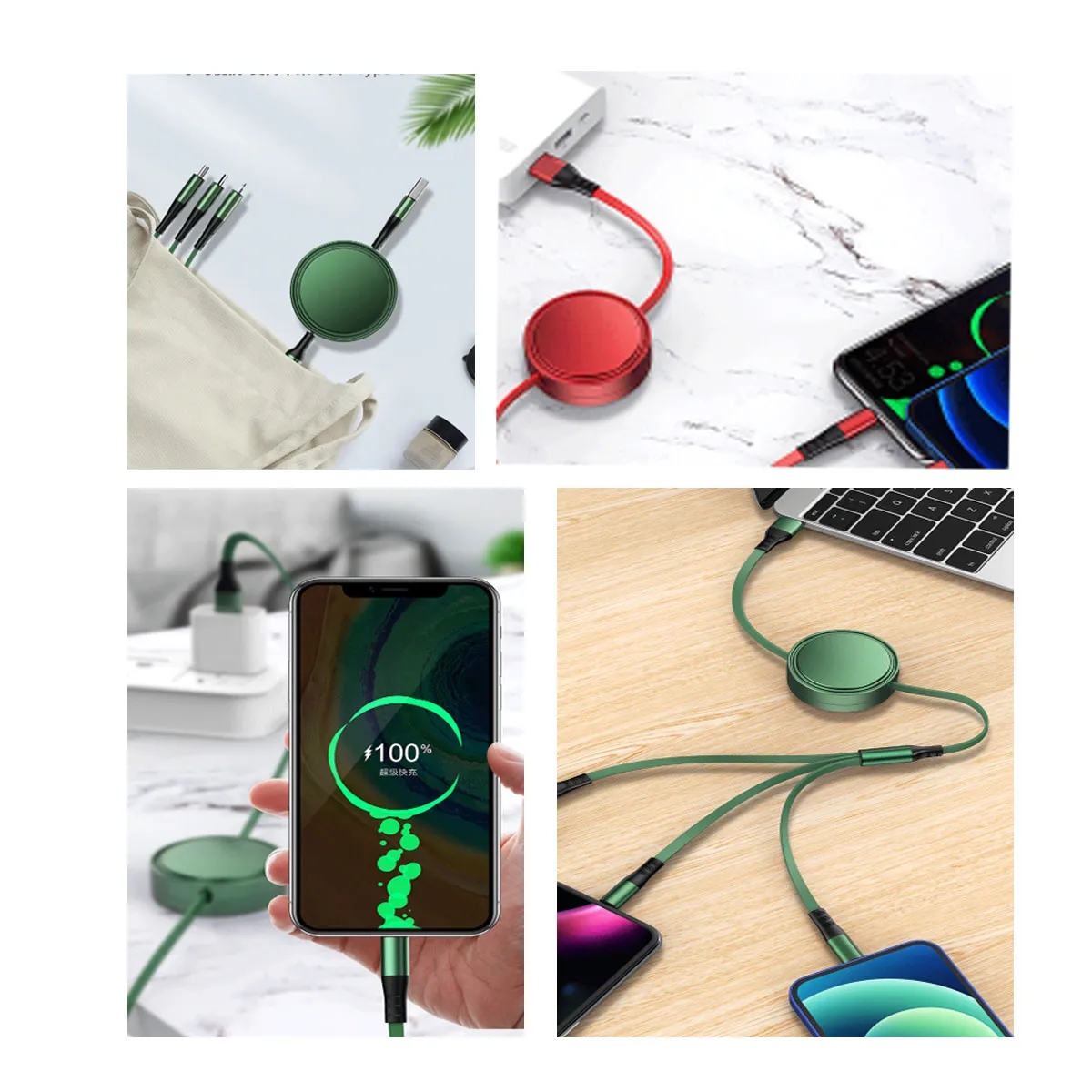 Portable Multi 3 In 1 Retractable USB Fast Charging Cable 3