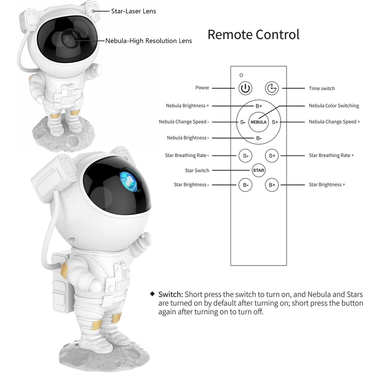Astronaut Starry Projector Adjustable Galaxy Light 3