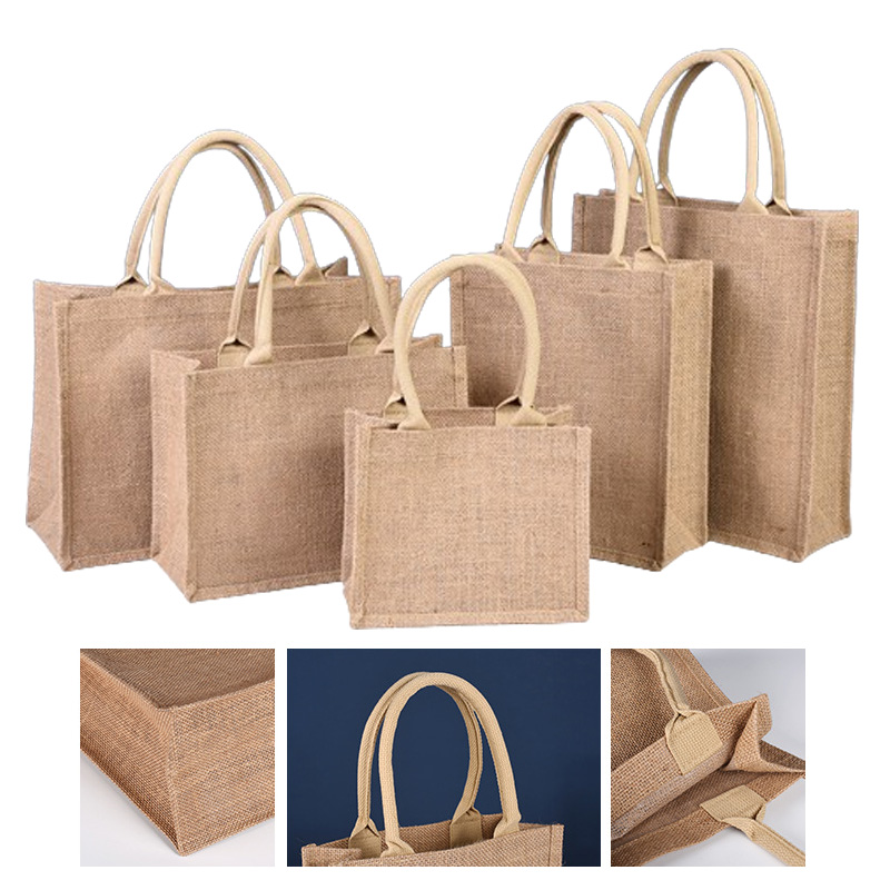 Burlap Tote Bags(11 13/16" W x 13 3/4" H x 4 3/4" G) 2