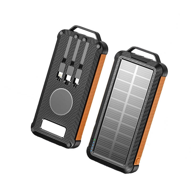 10000mah Solar Power Bank & Wireless Charger Built-in Cable 3