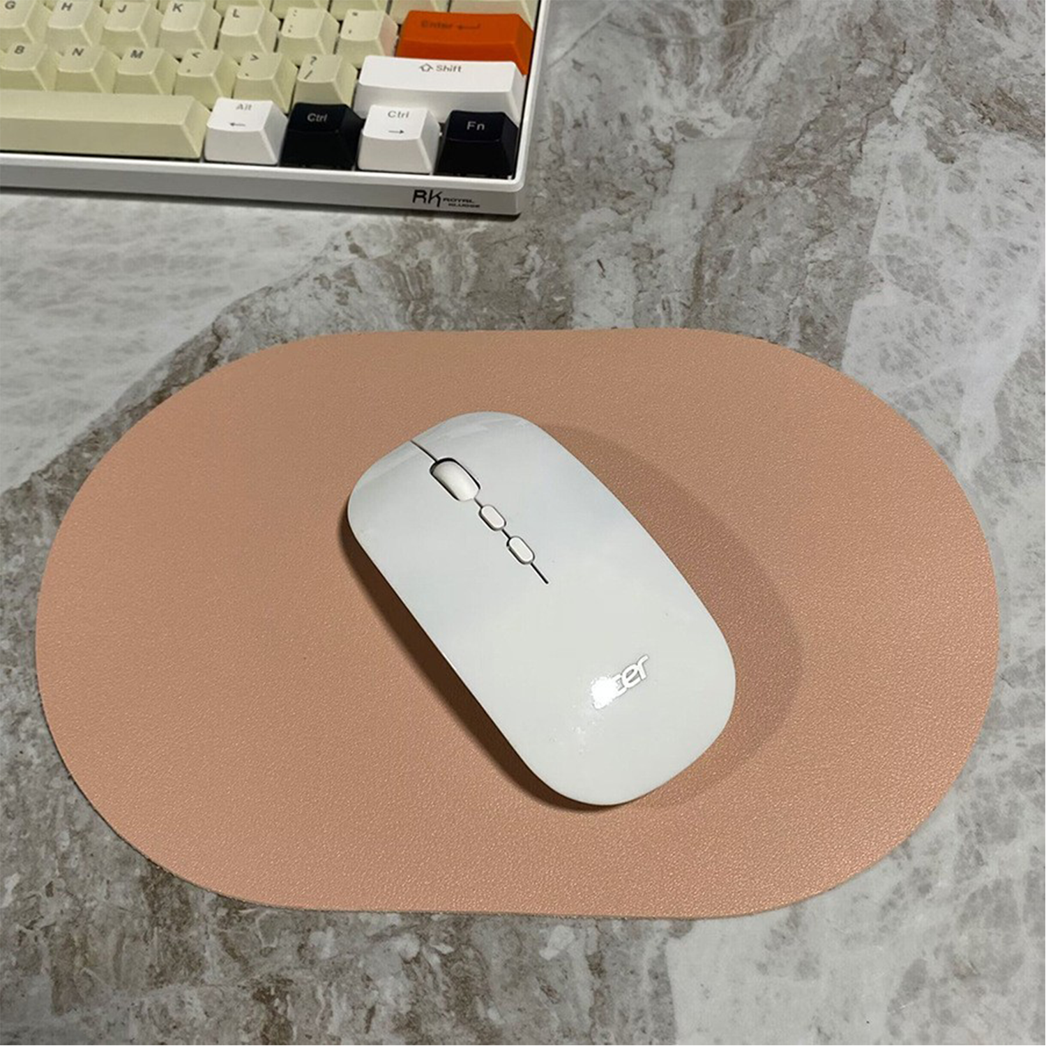 Oval PU Leather Solid Color Mouse Pad 12