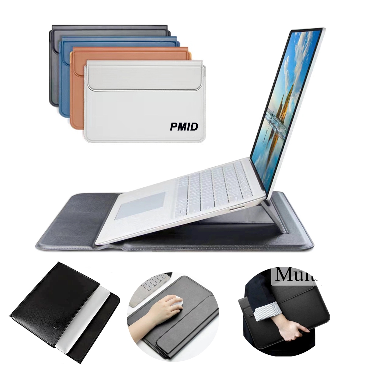 13 Inch Pu Leather Laptop Sleeve With Stand 1