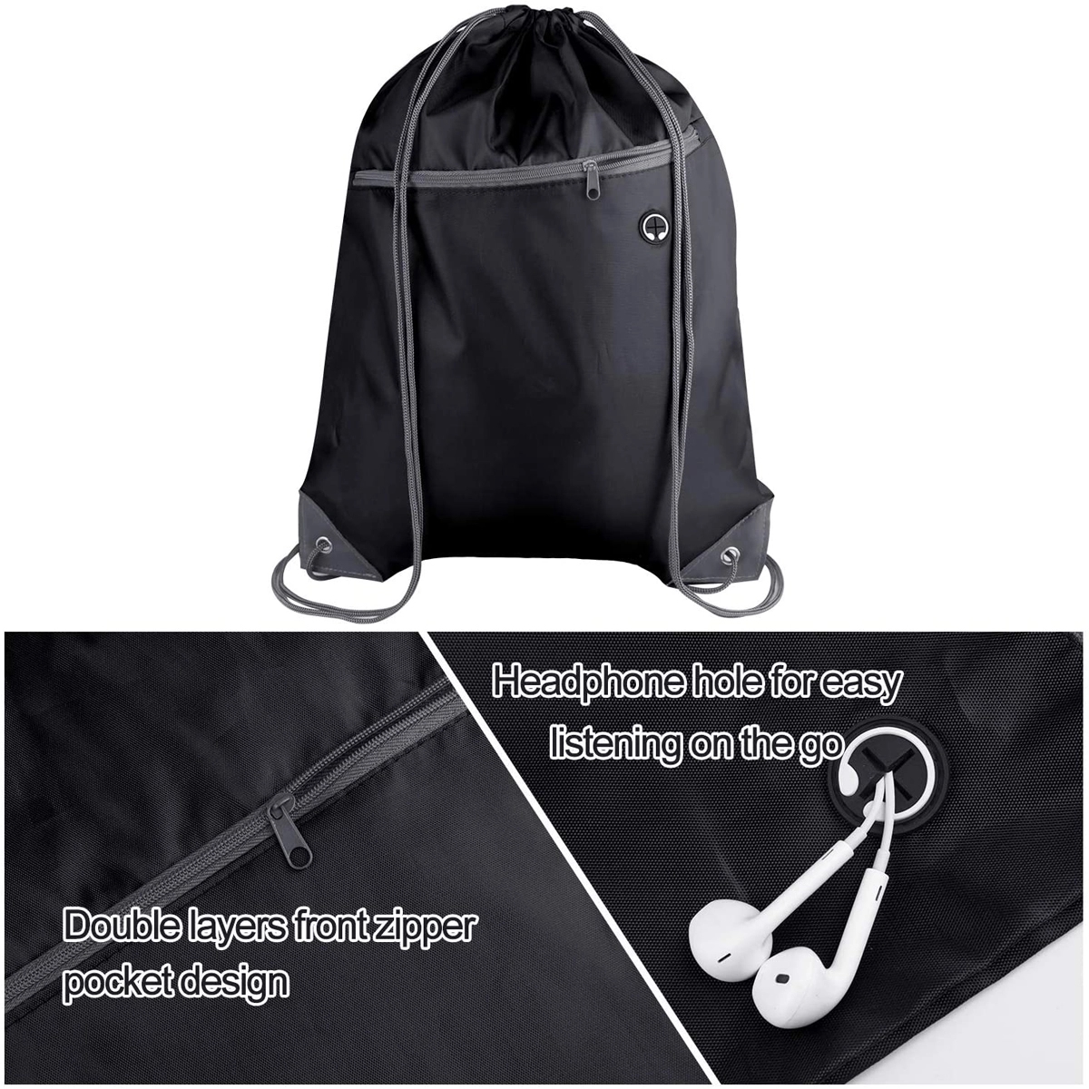 Drawstring Sports Pack With Front Zipper 1