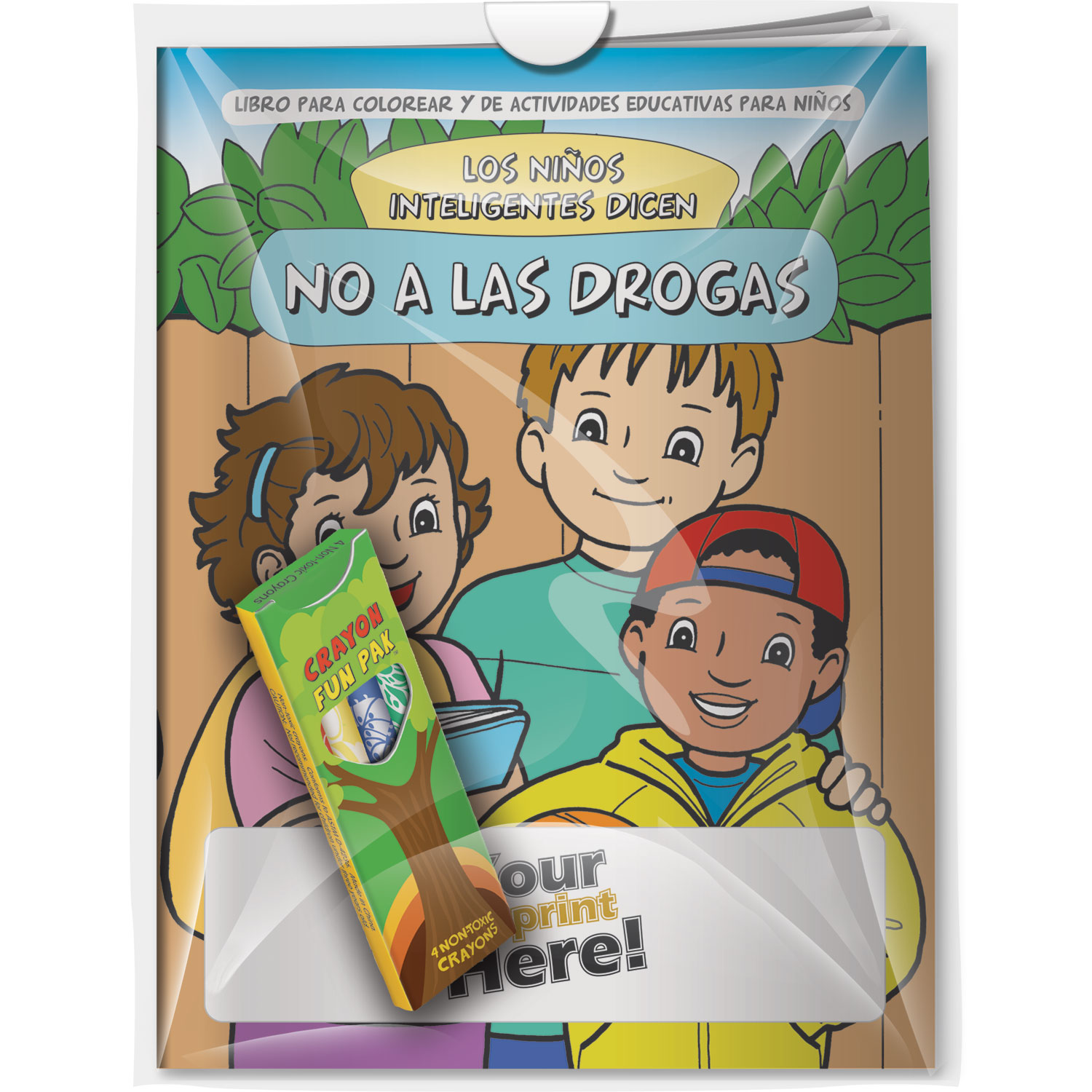 Combo Pack - CB1007s Coloring Book & 4-Pack of Crayons (Imprinted) in a Poly Bag 3