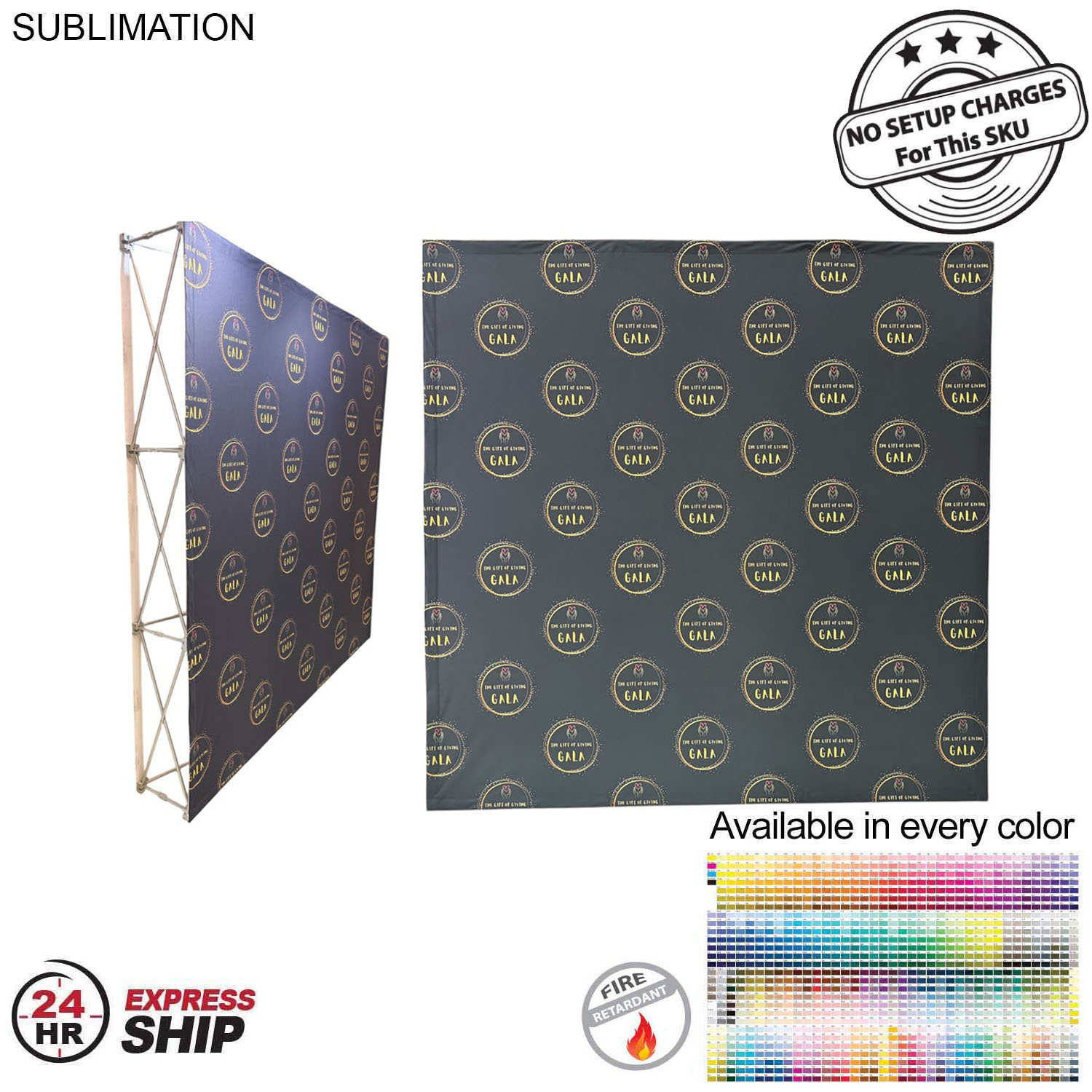 24Hr Express Ship -7.5' Straight Wall Full Height Tension Fabric Pop-up Display Kit, NO SETUP CHARGE 3
