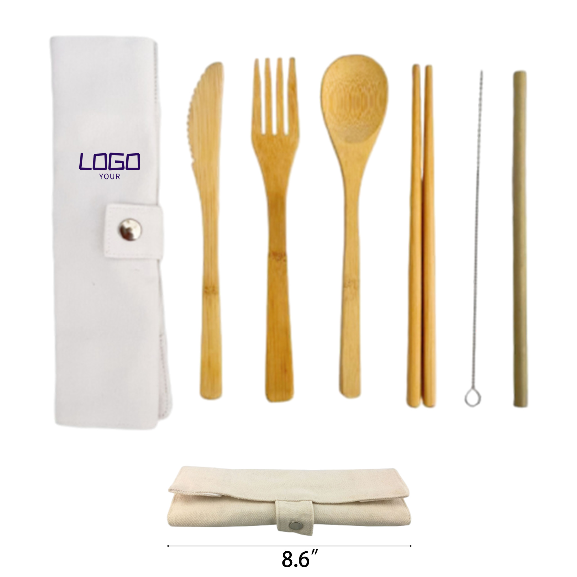Travel 6 pcs Bamboo Cutlery Set 3