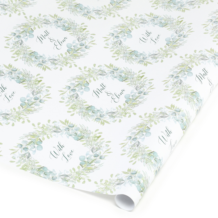Eucalyptus Frame Personalized Wrapping Paper Roll 3