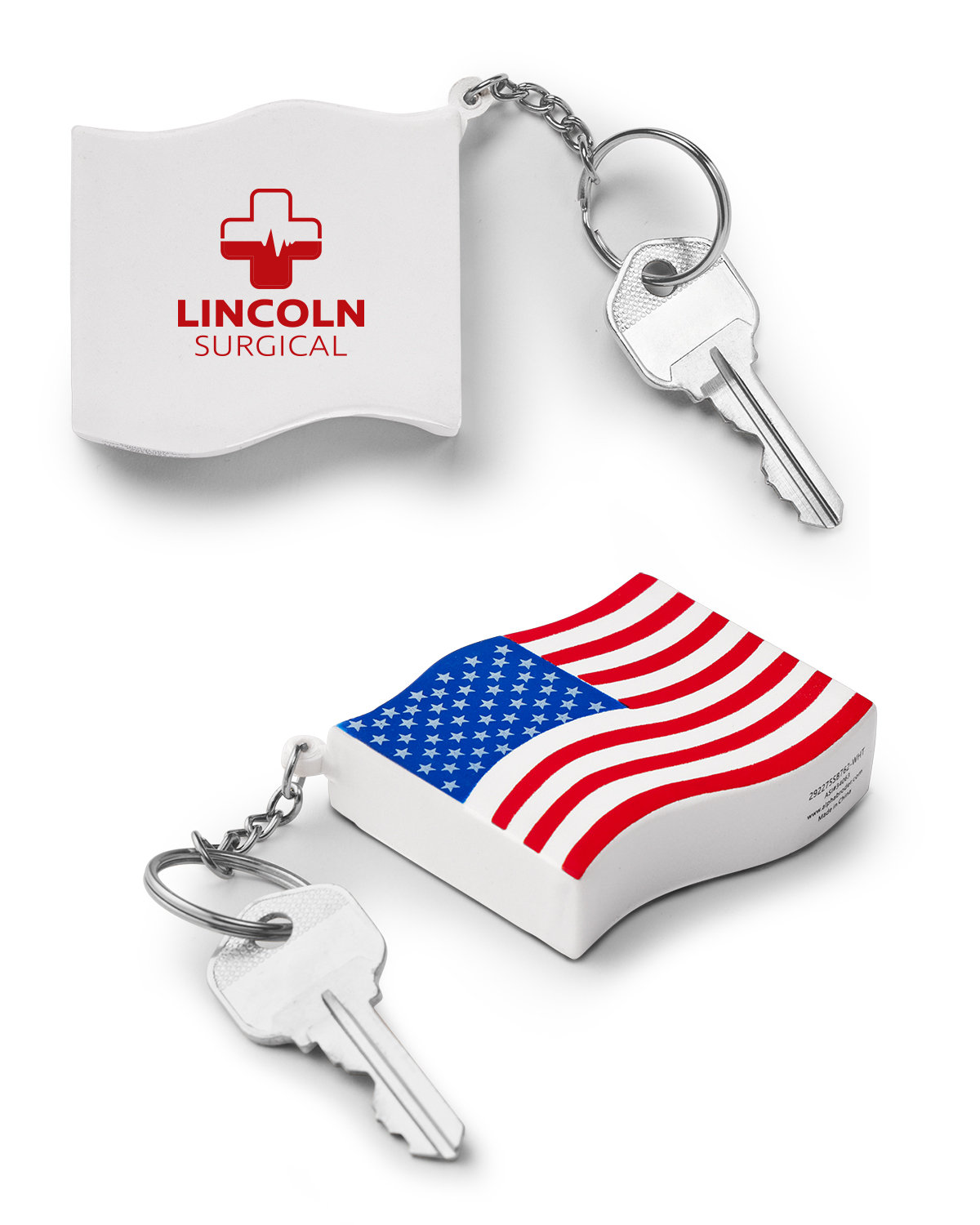 Patriotic American Flag Shape Stress Ball Keychain 1