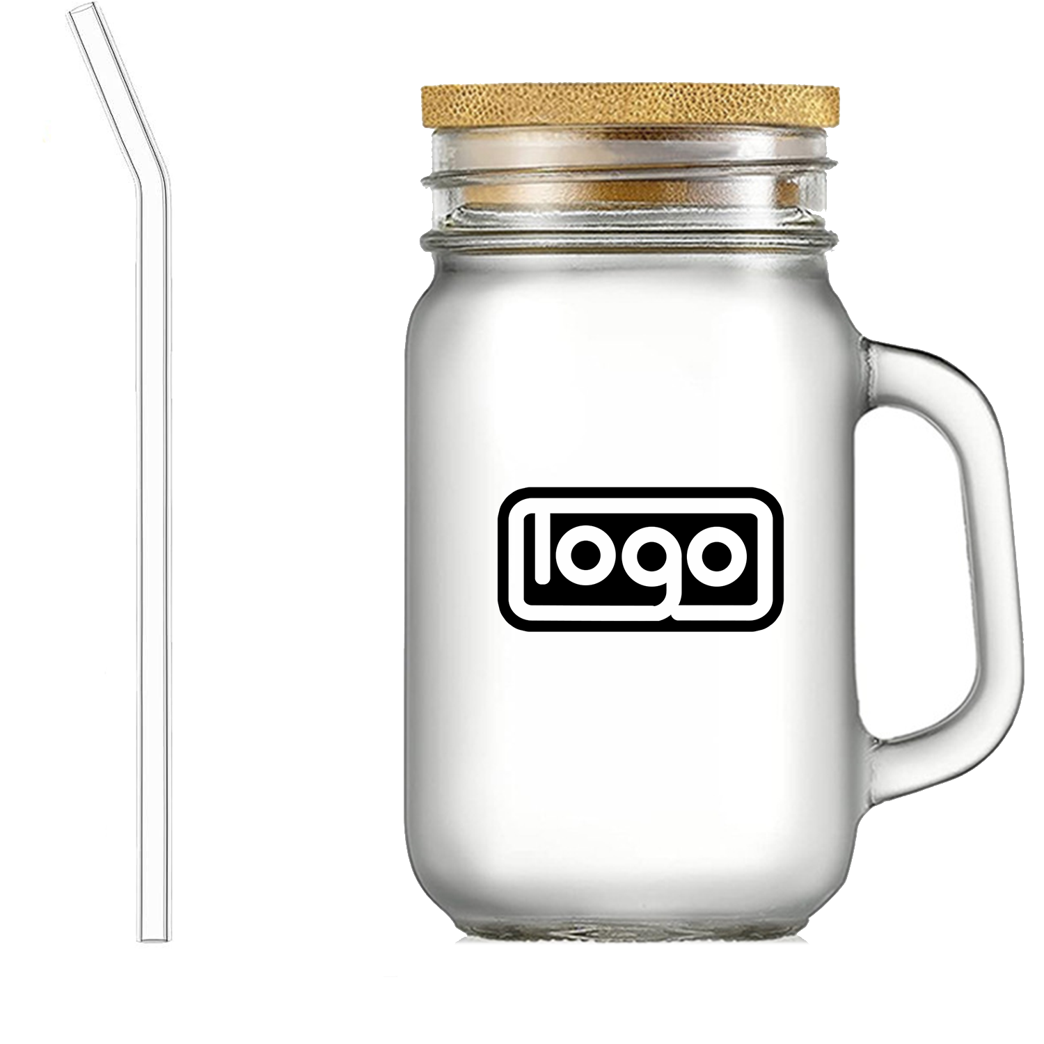 16oz BPA Free Clear Glass Jar w/ Straw 9