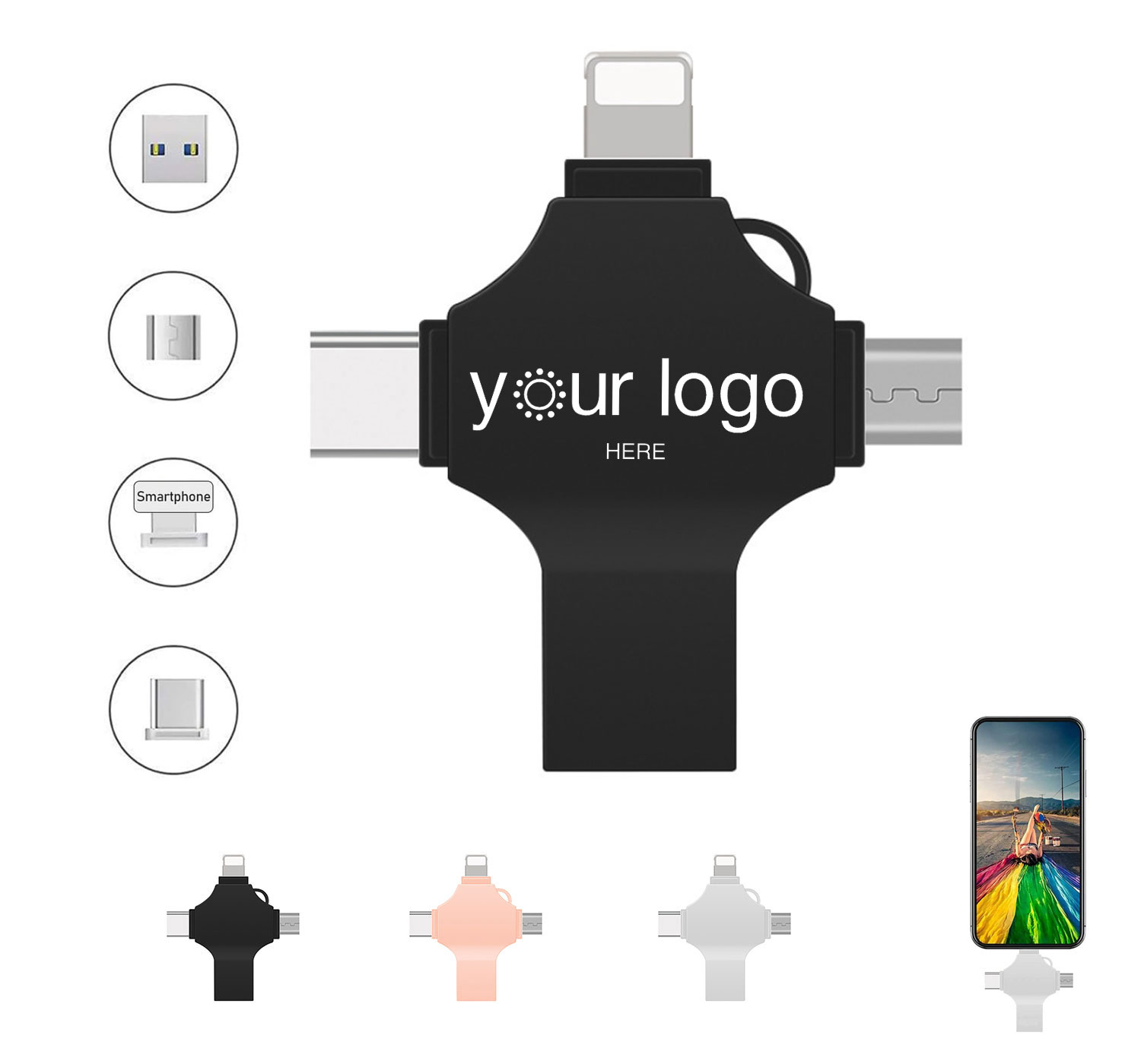 4 In 1 MultiFunction USB Flash Drive USB 2.0(8 GB) 2