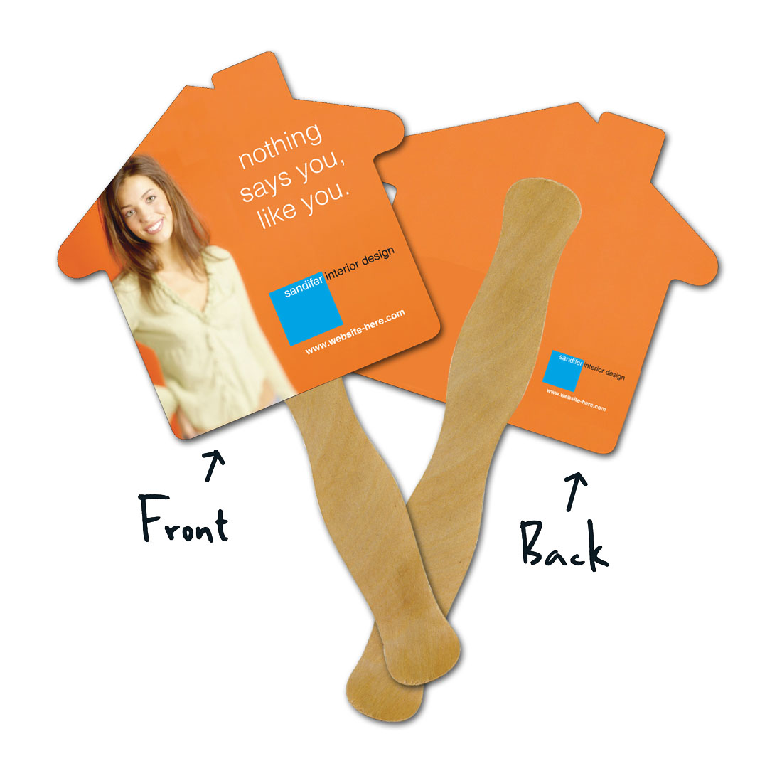 Mini Hand Fan - 5.25x5.5 House Shaped Laminated - 14 pt. 3