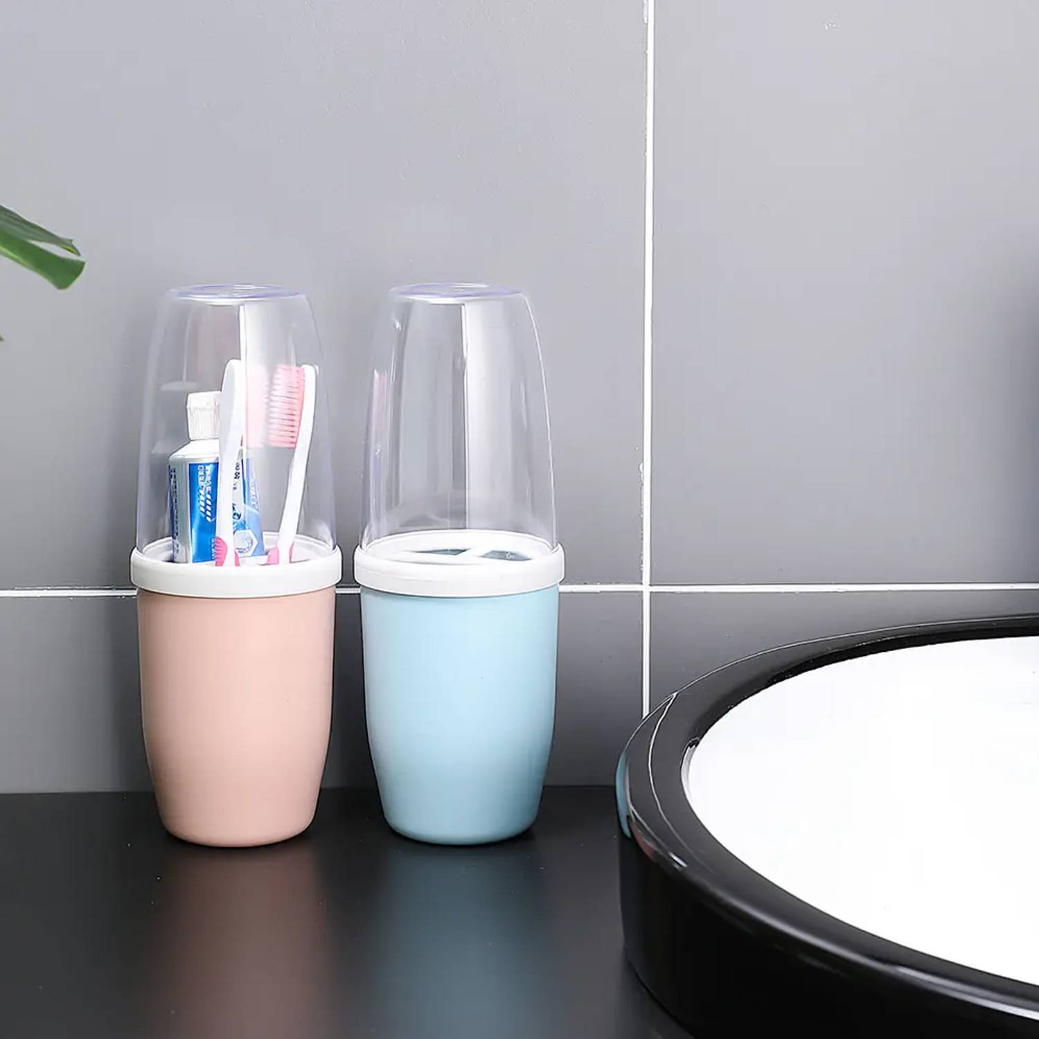 Portable PP Toothbrush Case Travel Storage Cup w/ Lid 7