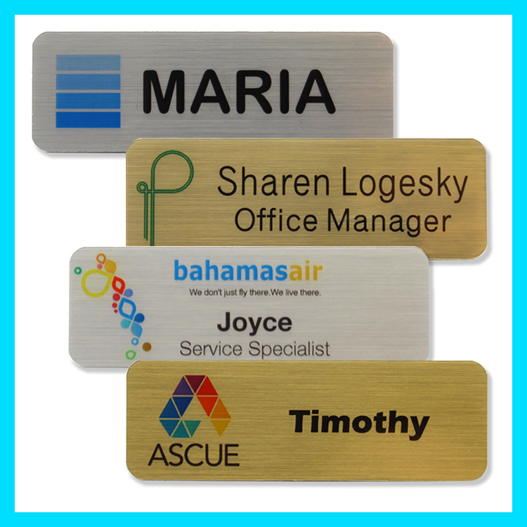 The Zeus full color metallic plastic name badge 1"x3" 1