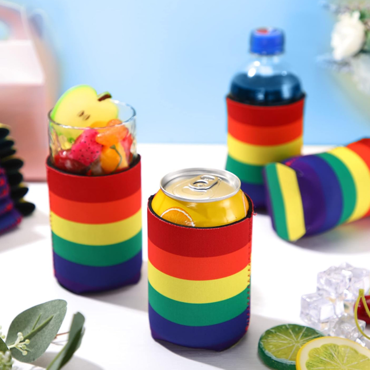 Rainbow Neoprene Can Cooler Sleeve for Pride Events 1