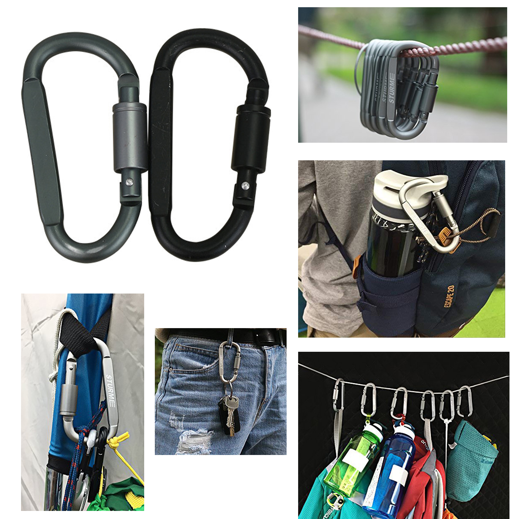 Carabiner Clip Aluminum D-Ring Locking