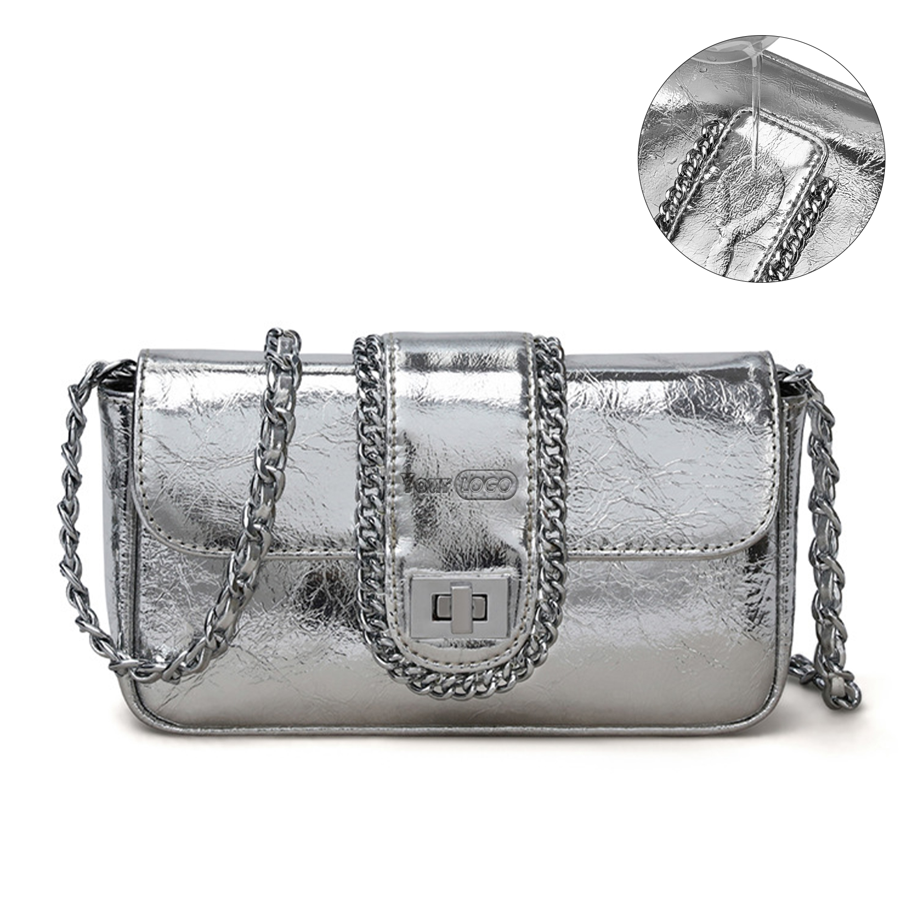 Genuine Leather Versatile cross-body chain messenger bag 1