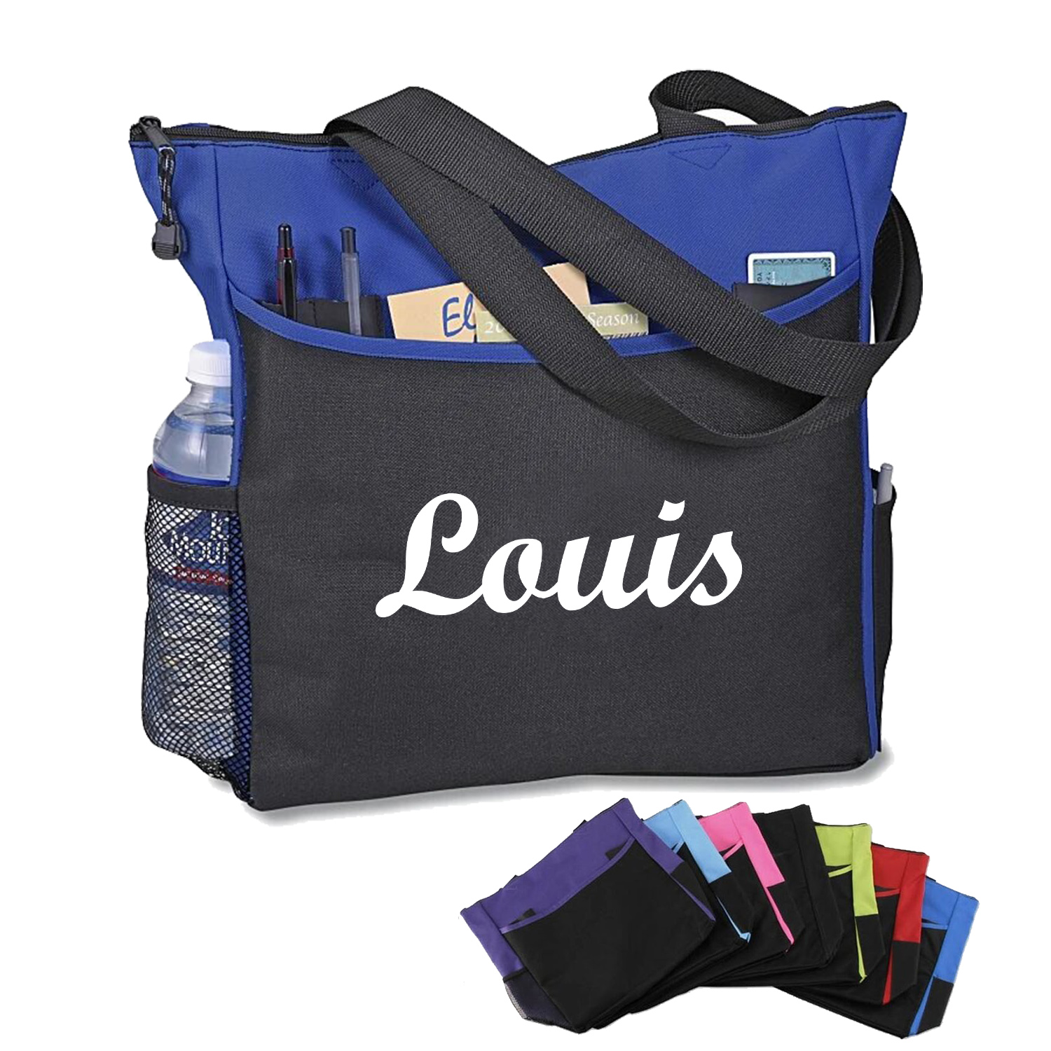 Polyester Grocery Two-Tone Tote Bag, custom tote bag with logo imprint 2
