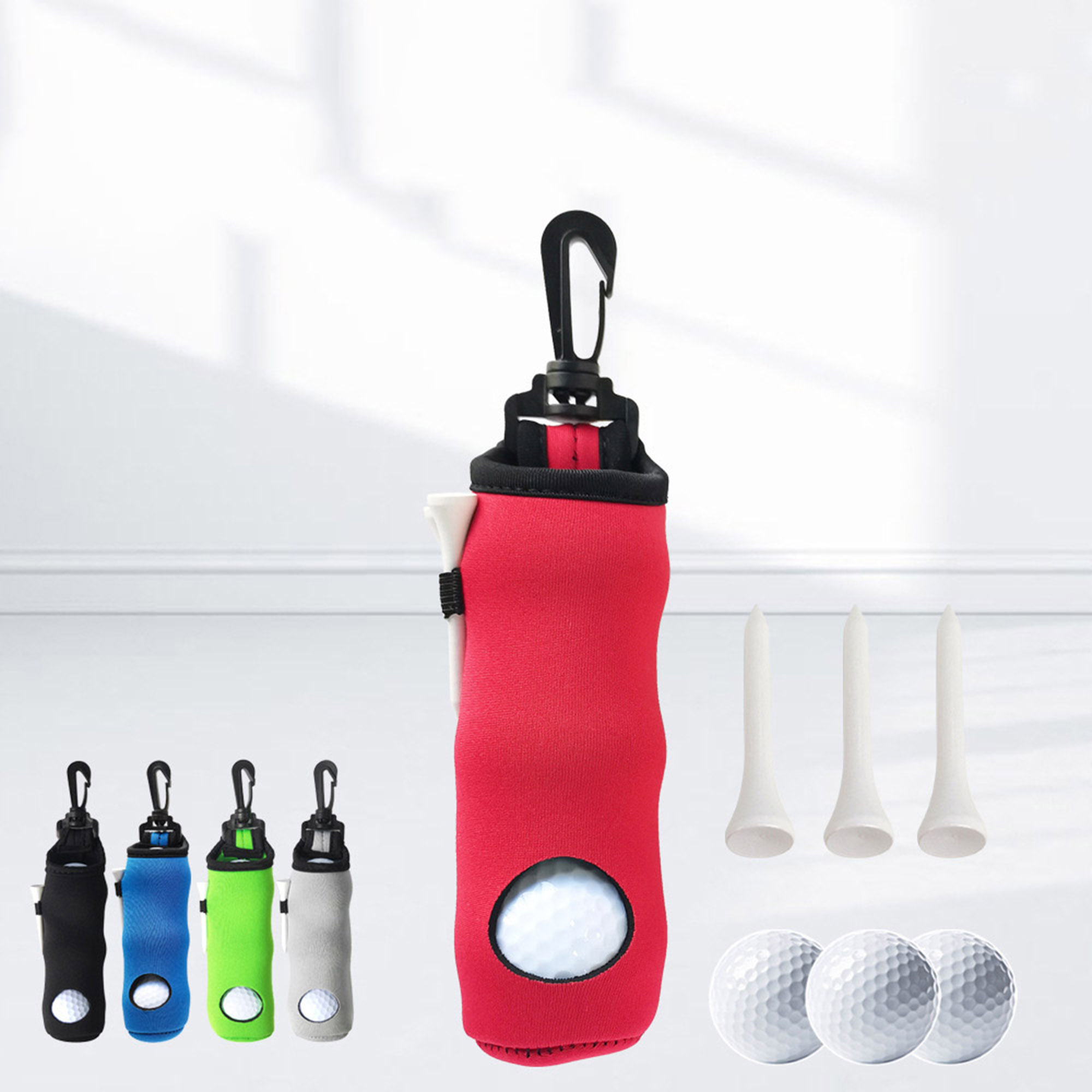 Neoprene Golf Ball Pouch Tee Holder Gift Set 4