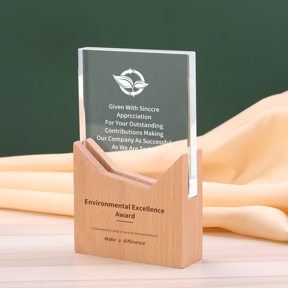 Wooden Base Crystal Trophy 4