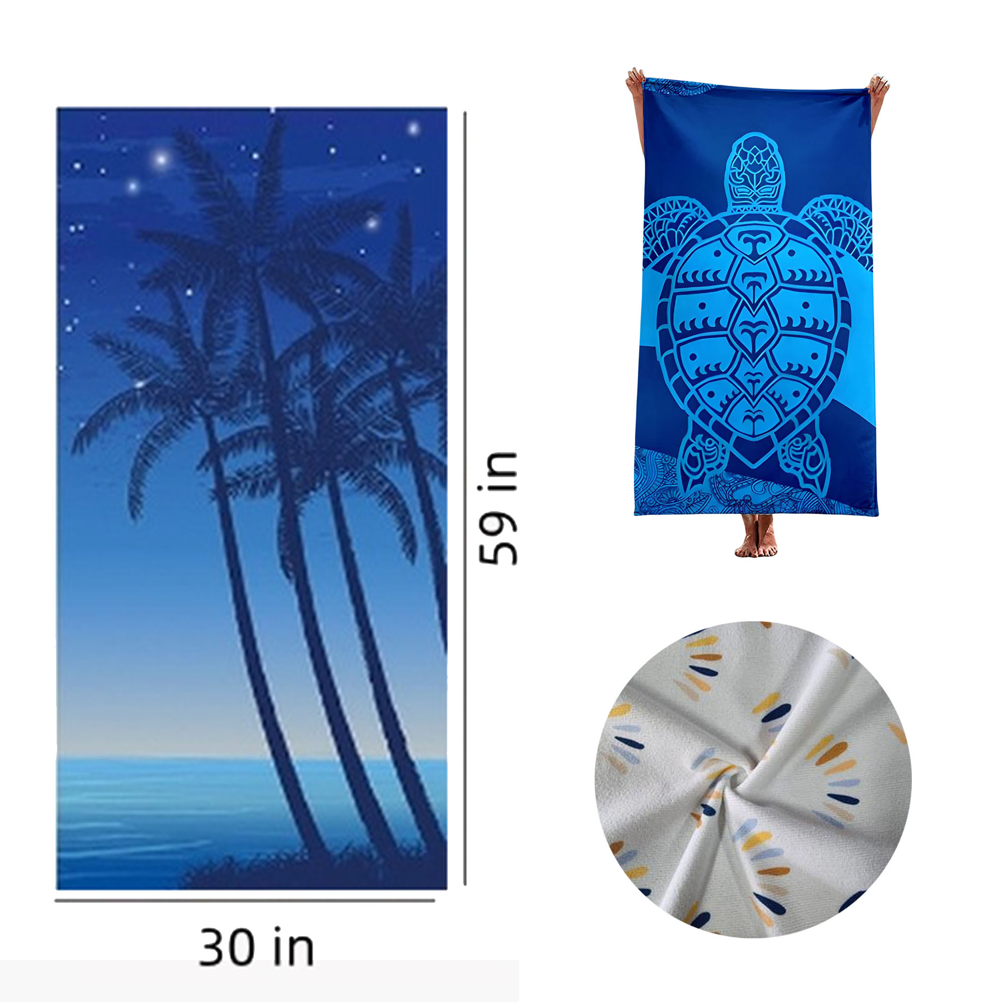Premium Microfiber, 30 x 60, Mid-Weight, Color Beach Towel 1