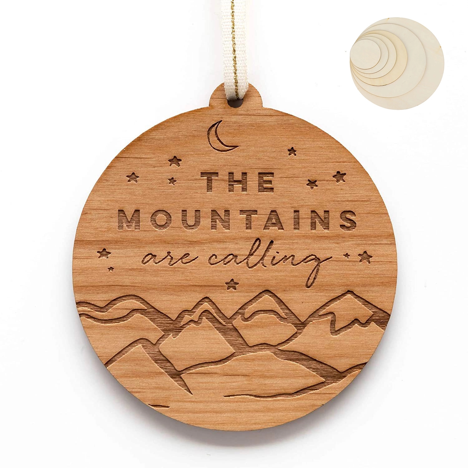 3.5" - Laser Engraved Solid Hardwood Ornaments-Round Shape 2