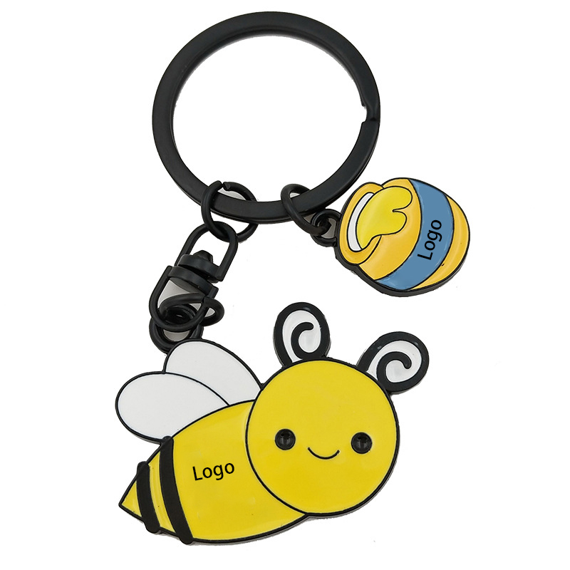 Creative Honeybee Shape Metal Key Chain with Wristband 5