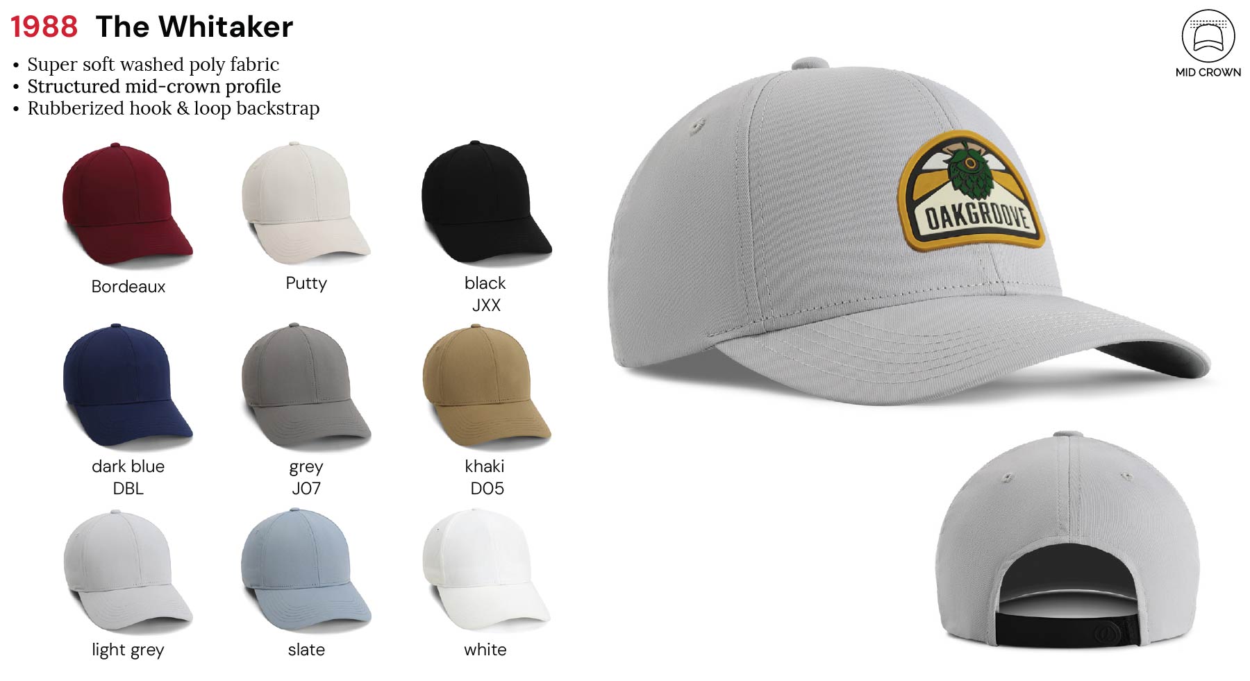 Imperial 1988 6-Panel The Whitaker Soft Washed Poly Cap w/ Leatherette Patches or Embroidery 5