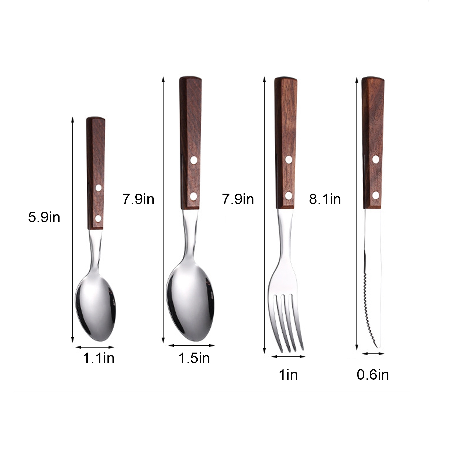 Silverware Set Stainless Steel Cutlery Wood Handle Retro 7