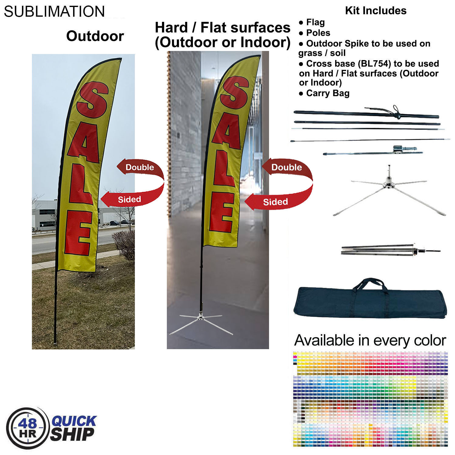 48Hr Quick Ship -15' Large Feather Flag Kit, Full Color Graphics Double Sided, Outdoor & Indoor Use 8
