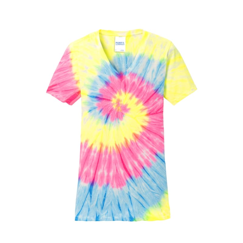 Port & Company Women's Tie-Dye V-Neck Tee. 33