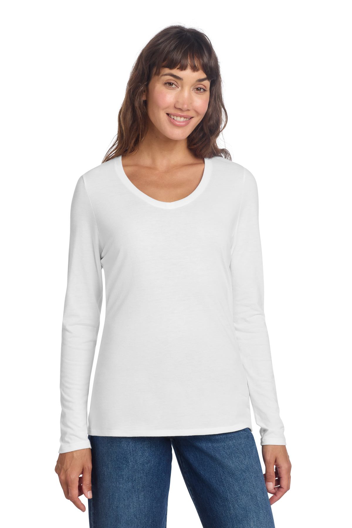 District Women's Perfect Tri Long Sleeve V-Neck Tee DT135 121