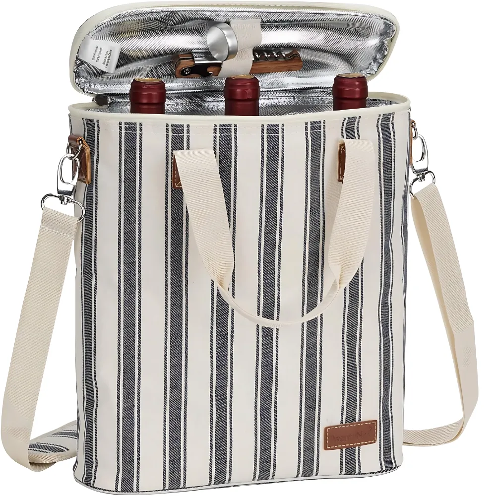 3-Bottle Insulated Wine Tote Carrier 10
