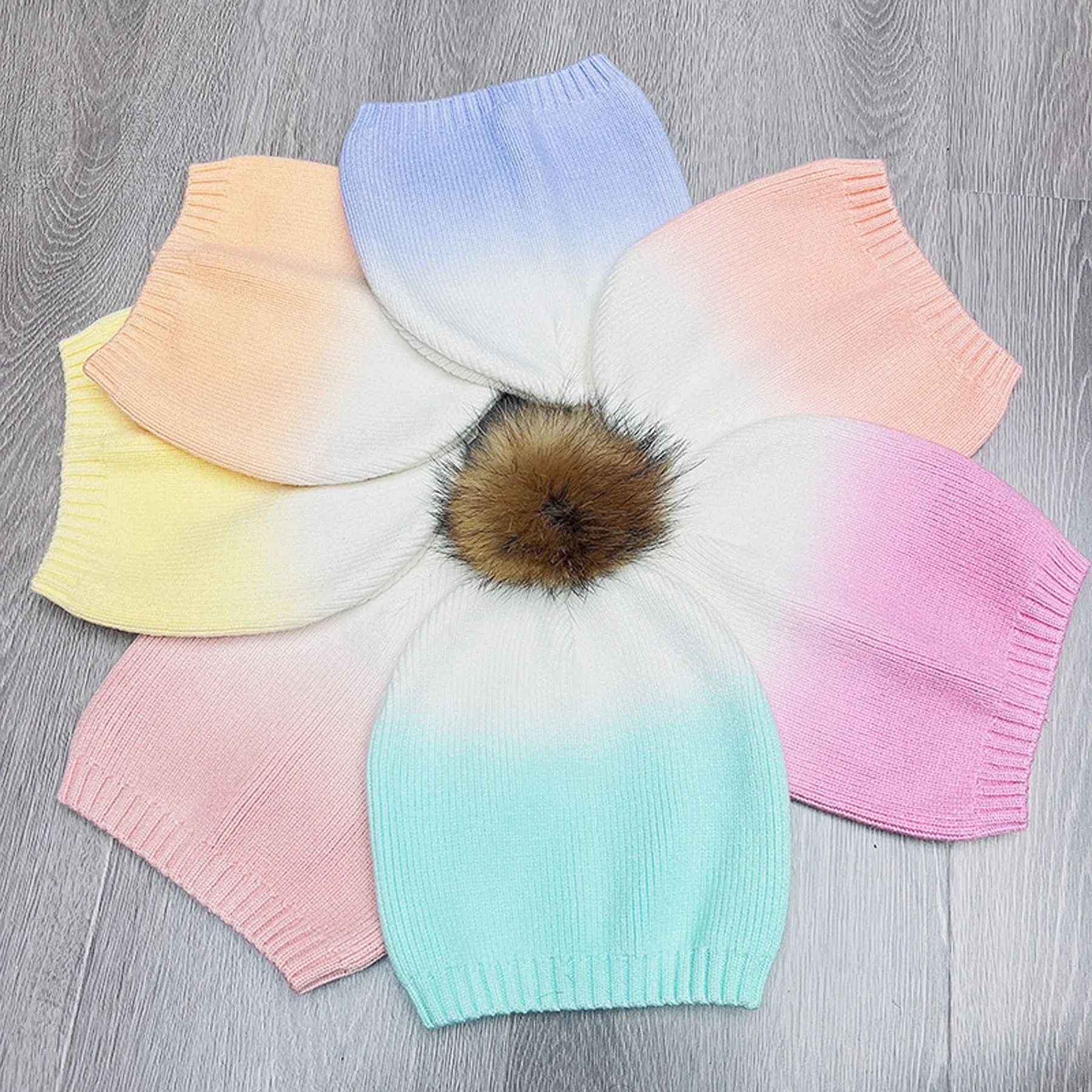 Color Gradient Dip-Dyed Knitted Beanie 8