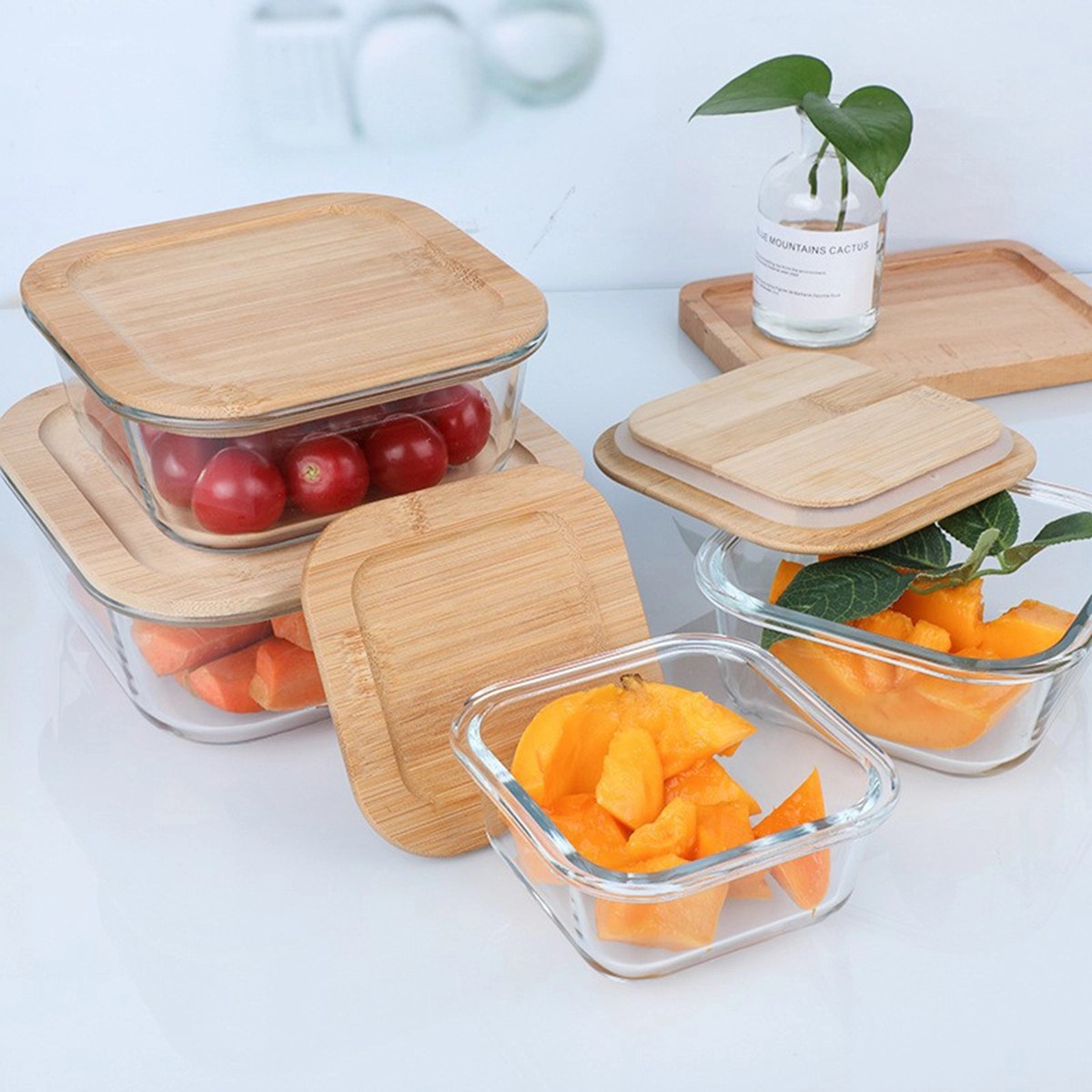 13 Oz Glass Food Storage Container With Bamboo Lid 3