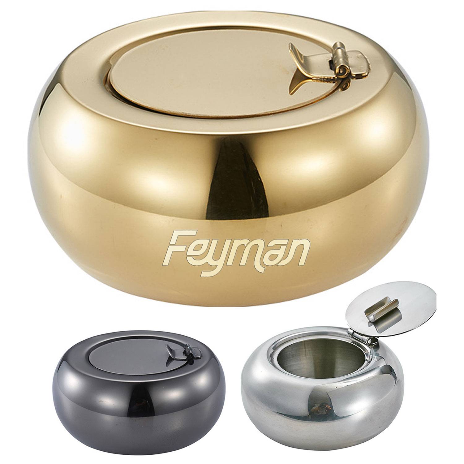 Heavy Duty Stainless Steel Ashtray w/ Lid 6