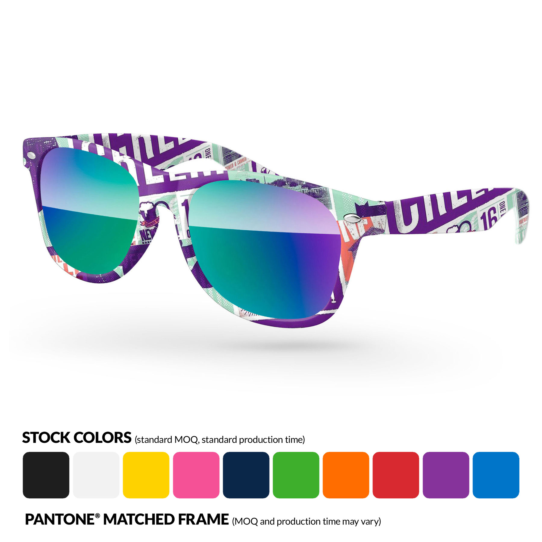 Retro Mirror Sunglasses w/ Full Color Full Frame Sublimation Wrap 14