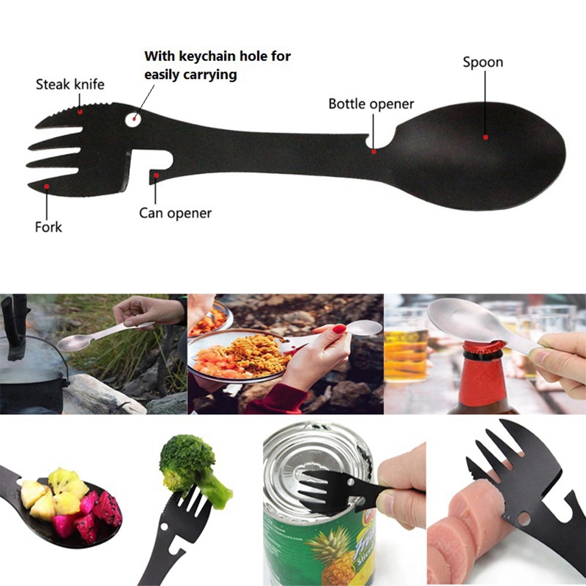 Multifunctional Camping Cookware Spoon Fork Bottle Opener 2