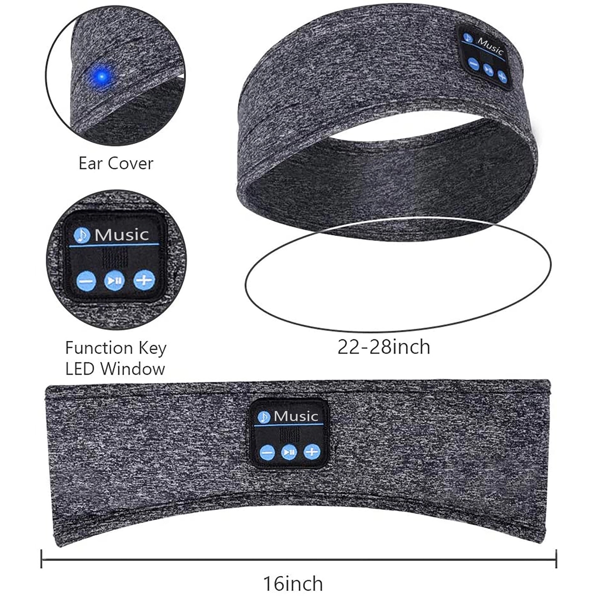 Sleep Headphones Bluetooth Headband with Built -in Speakers 4