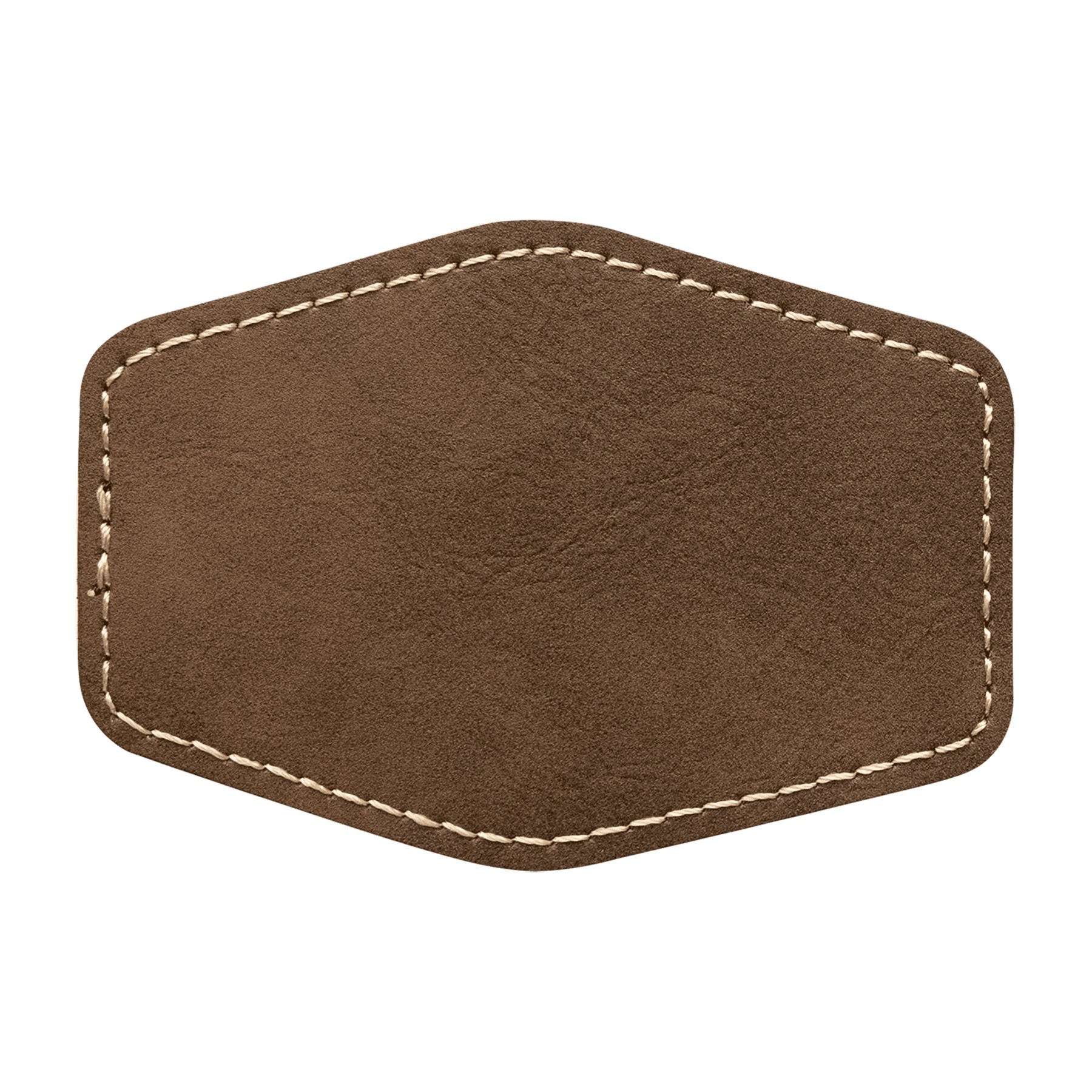 3" x 2" Rustic/Gold Leatherette Hexagon Patch with Adhesive 2
