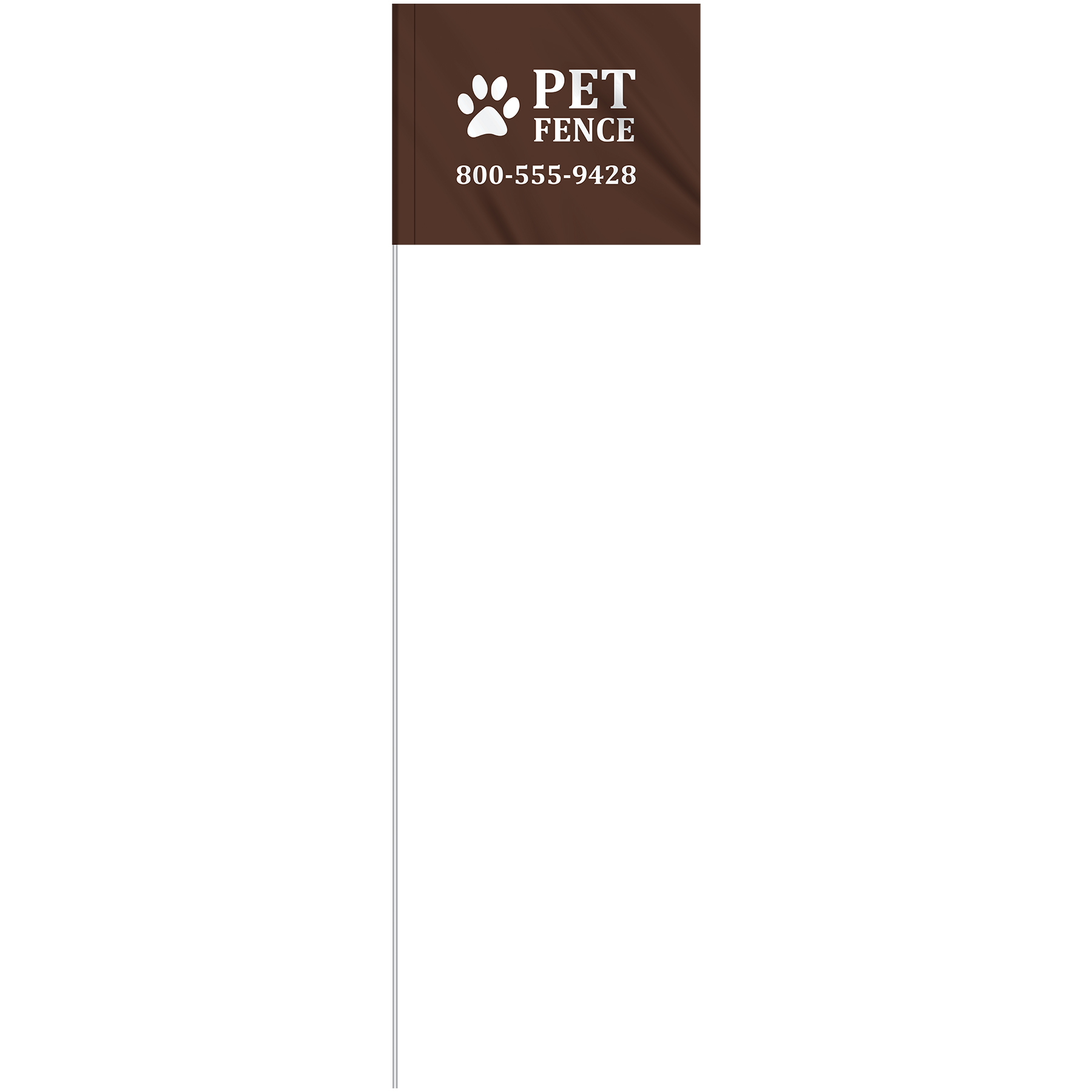 1-Color 4" x 5" Custom Vinyl Marking Flag w/ 18" Plastic Staff 24