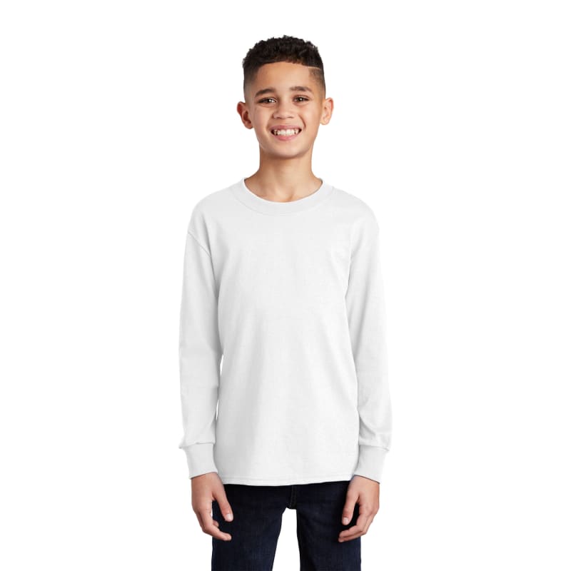 Port & Company Youth Long Sleeve Core Cotton Tee. 16