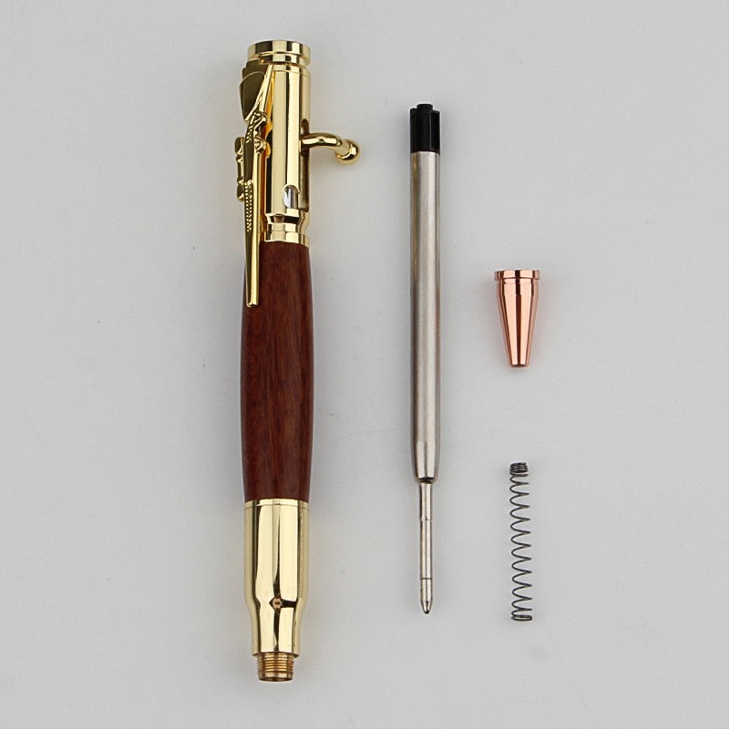 Bamboo Bullet Shaped Ballpoint Pen with Rifle Design Clip 3
