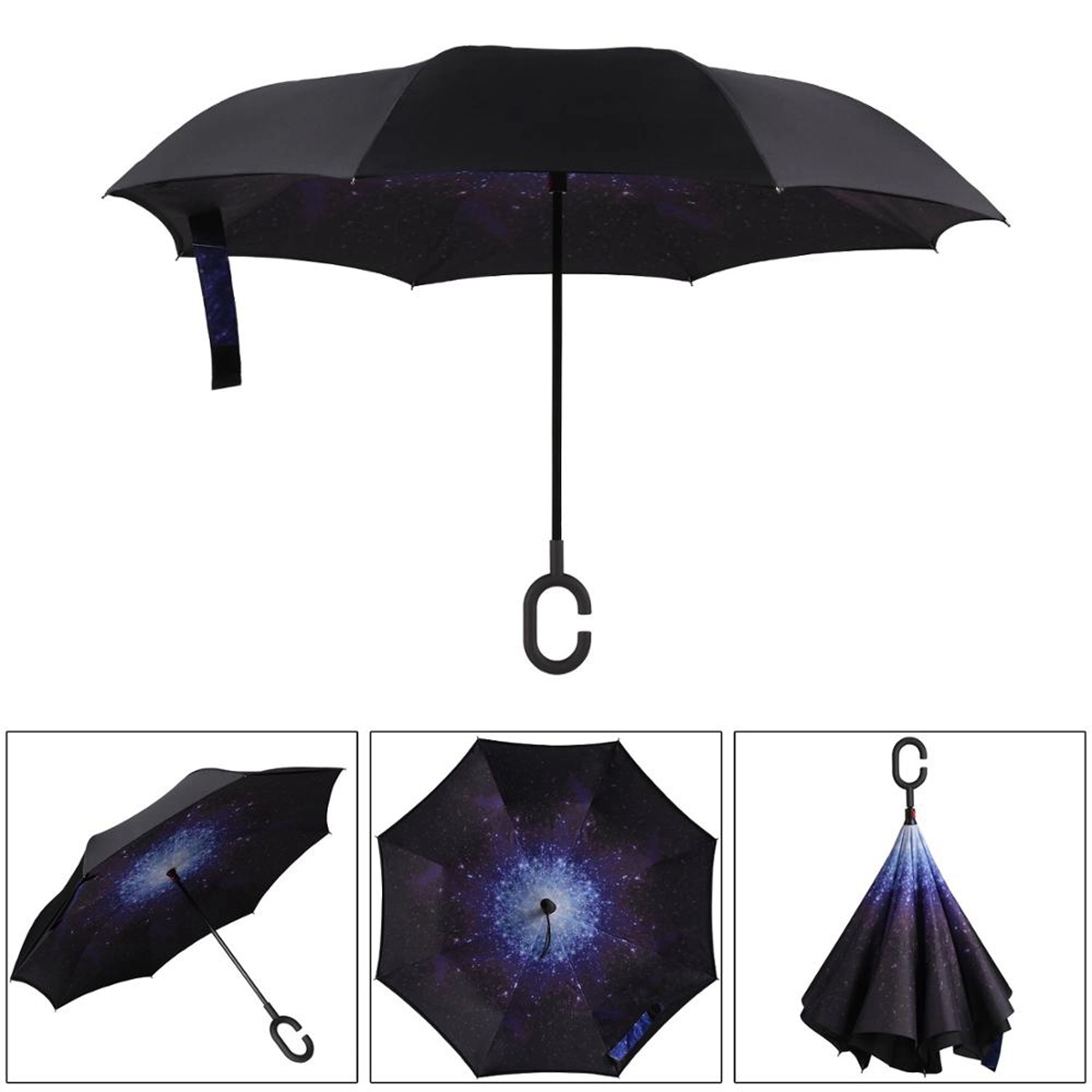 Reverse Open Windproof Umbrella with C-handle 8