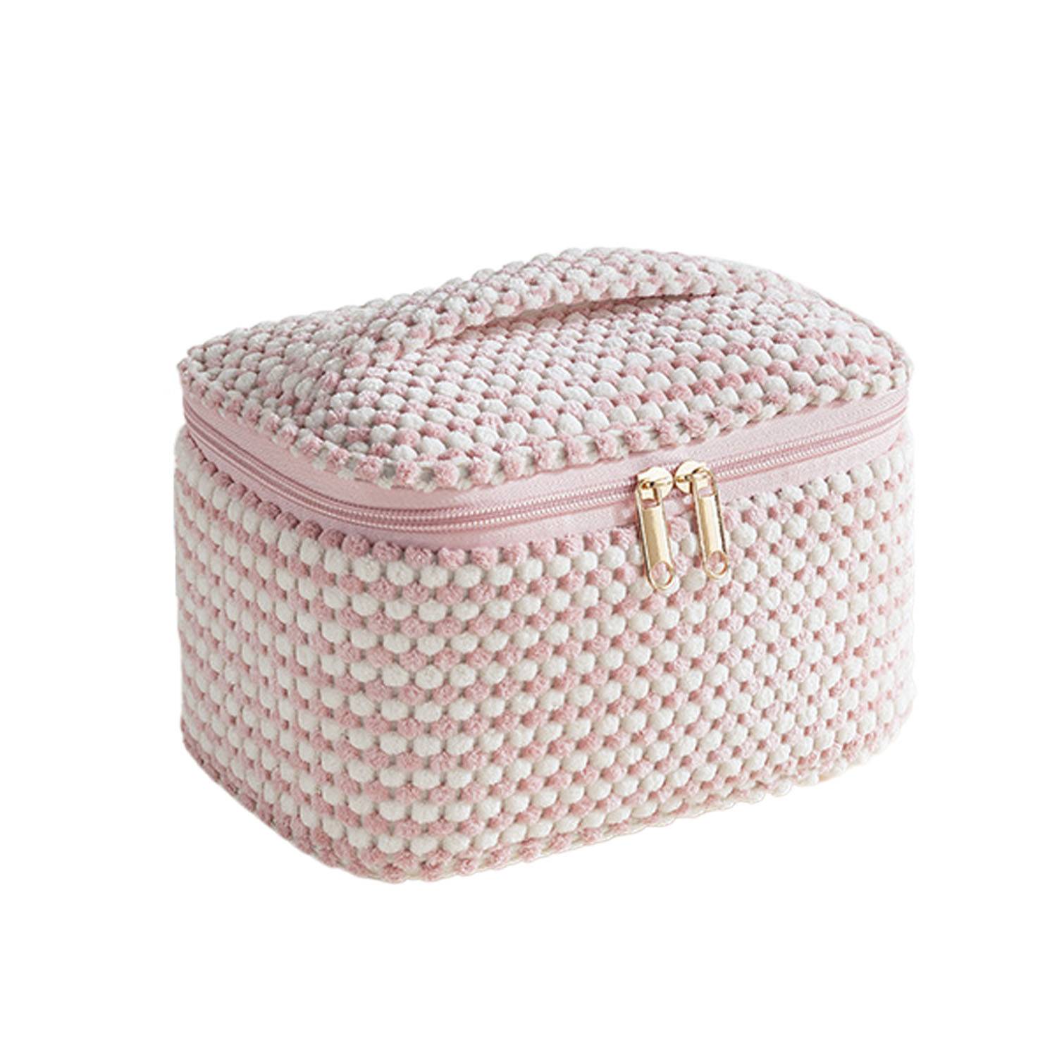 Large Capacity Corduroy Makeup Bag w/ Mesh Pocket 4