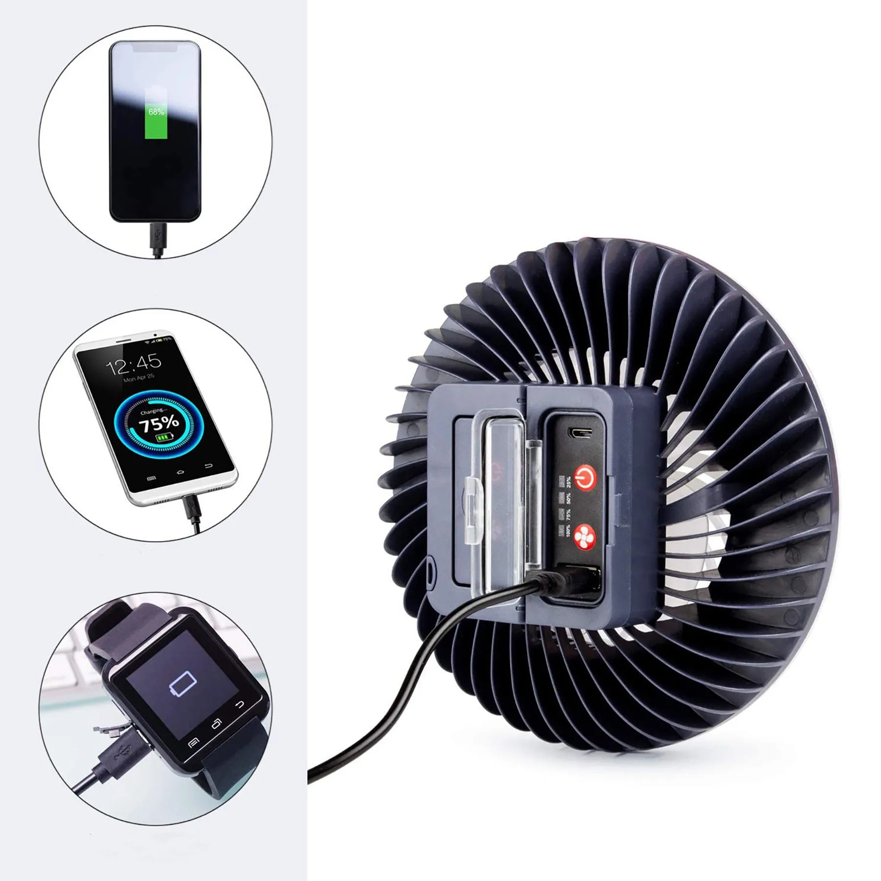 Portable Camping Fan with LED Lantern 1