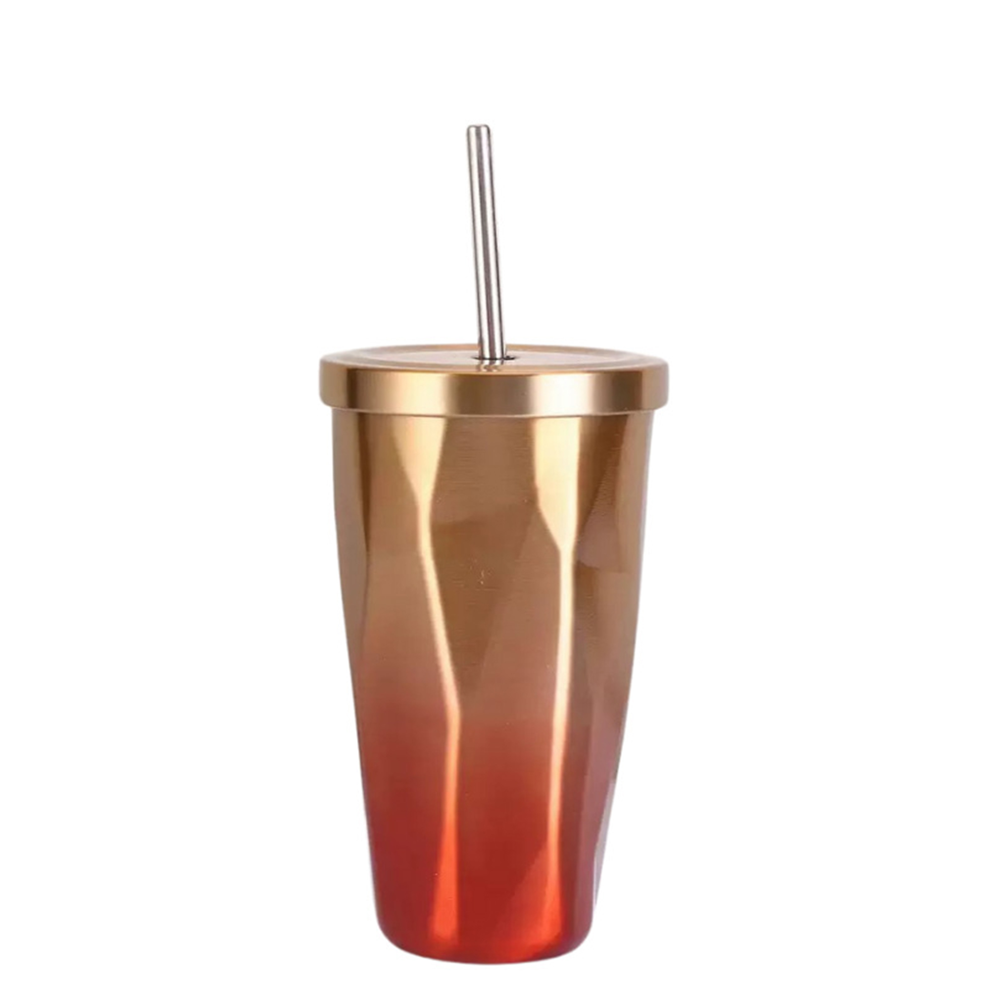 16 Ounce Diamond Shape Travel Tumbler With Straw 2.75" x 7.1" 17