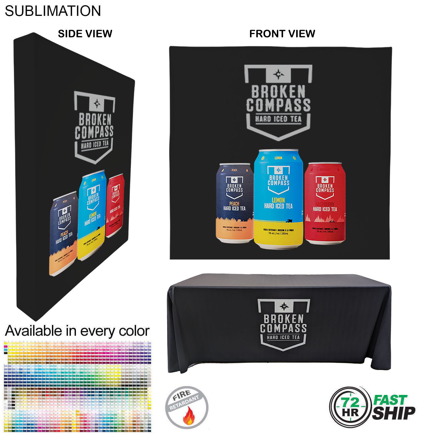 72Hr Fast Ship -Tradeshow booth package Ultra, 7.5' Straight Wall with Wrap End Caps & 6' tablecloth 5